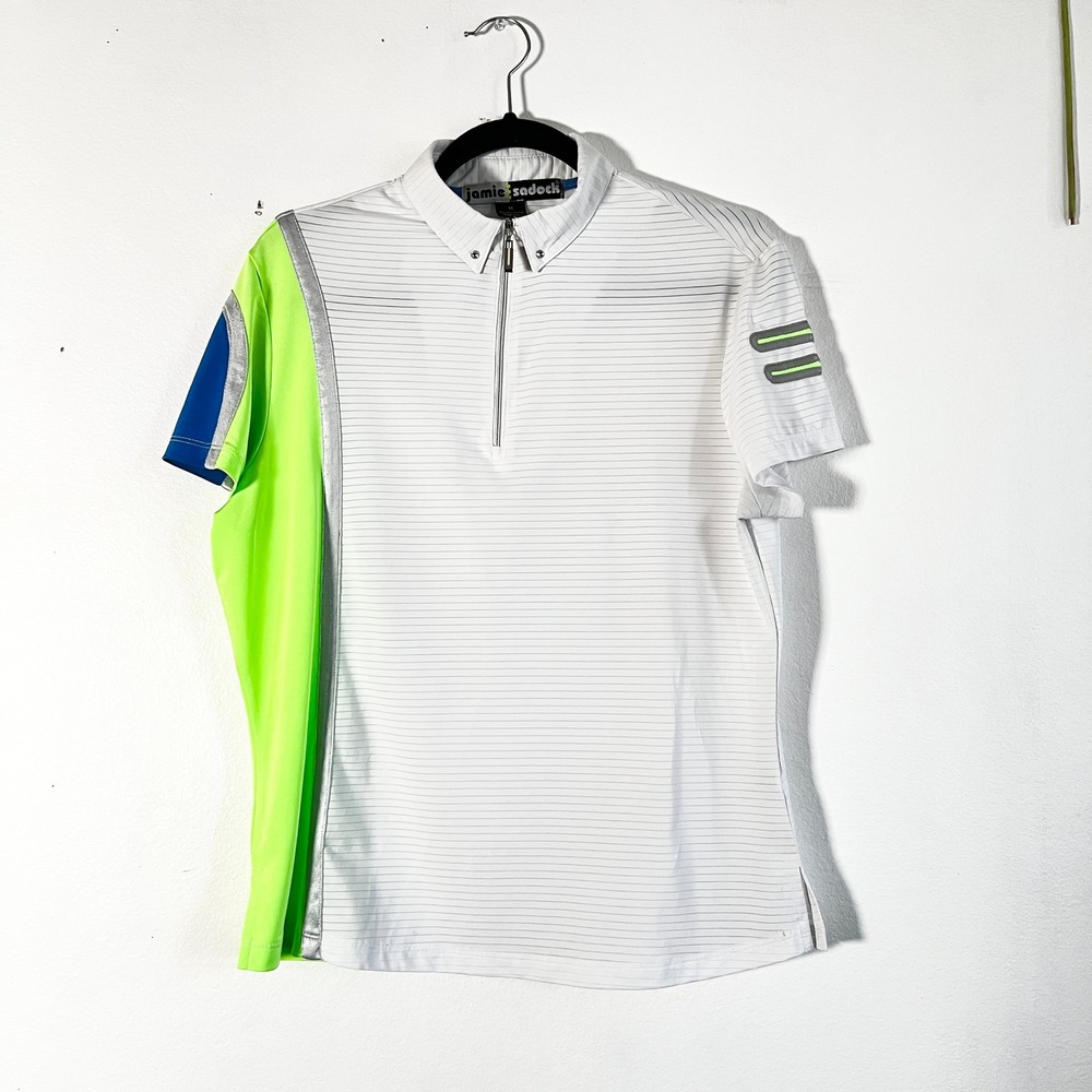 Jamie Sadock Golf Shirt Top Women's Medium White Colorblock 1/4"‎ Zip
